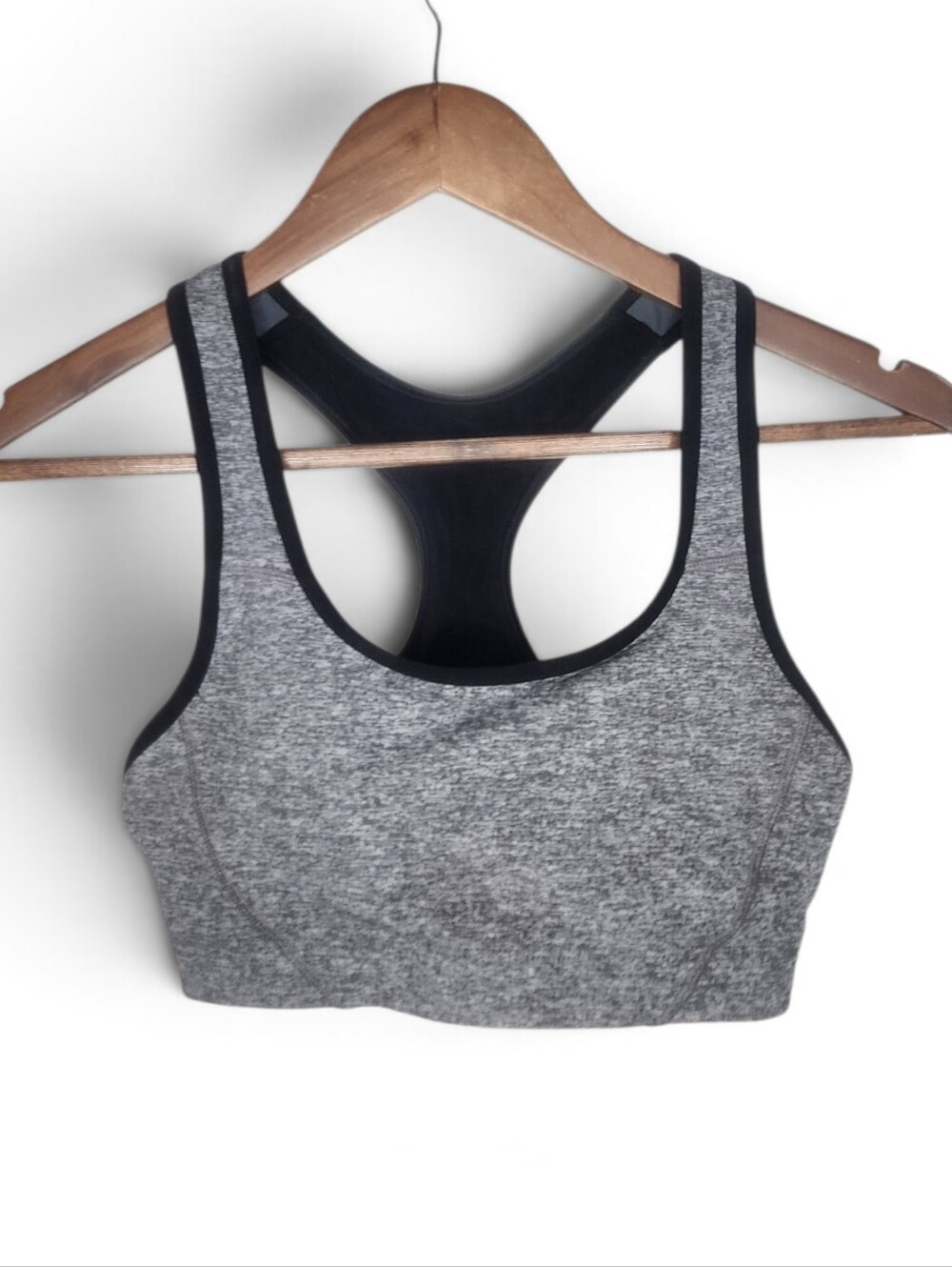Nordstrom Zella Heather Gray With Black Mesh Racerback Sports Bra Size S